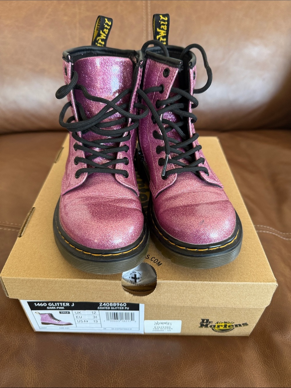 Dr. Martens Glitter Lace-Up Boots in Pink
